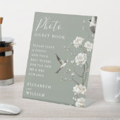 Sage Green Chinoiserie Foto Gastboek Trouwen Reclamebord Met Voetstuk (Insitu)