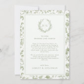 Sage Green Chinoiserie Fotobruiloft Bedankkaart (Achterkant)