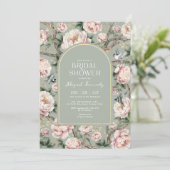 Sage Green Chinoiserie Garden Flower Vrijgezellenf Kaart (Staand voorkant)