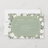 Sage Green Chinoiserie Ivory Flowers Wedding RSVP Kaart (Voorkant)