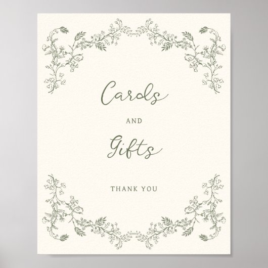 Sage Green  Chinoiserie Kaarten Geschenken Poster (Voorkant)