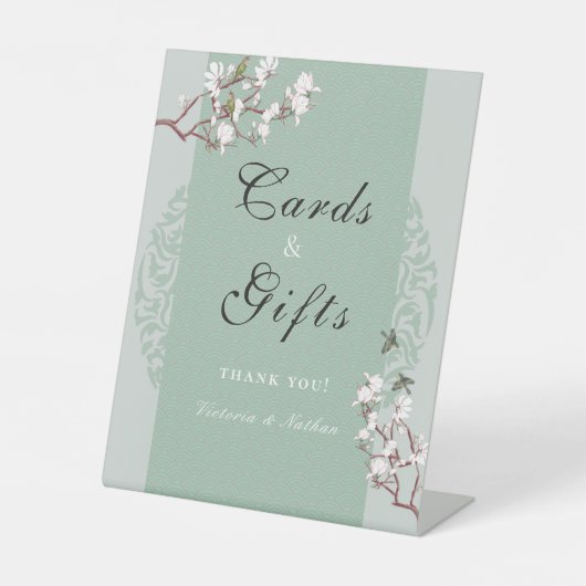  Sage Green Chinoiserie Kaarten & Gifts Reclamebord Met Voetstuk (Voorkant)