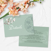 Sage Green Chinoiserie Weddenschap Details Informatiekaartje