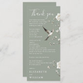 Sage Green Chinoiserie Wedding Dank u kaart (Voorkant / Achterkant)