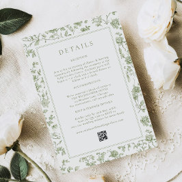 Sage Green Chinoiserie Wedding Details Informatiekaartje