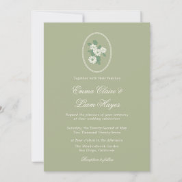 Sage Green Chinoiserie Wedding Invitation Kaart