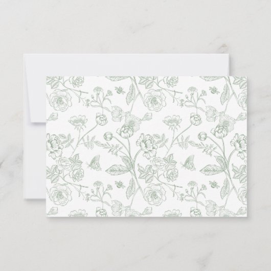 Sage Green Chinoiserie Wedding QR Code RSVP Kaartje (Achterkant)