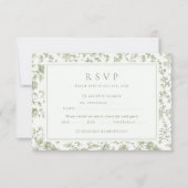 Sage Green Chinoiserie Wedding RSVP Kaartje (Voorkant)