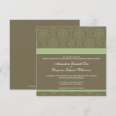 Sage Green Chocolate Damask Wedding Invitation Kaart (Voorkant / Achterkant)