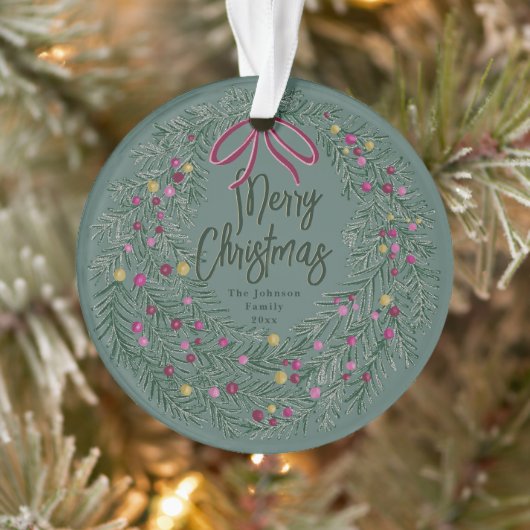 Sage Green Christmas Acrylic Ornament with Photo (Boom)
