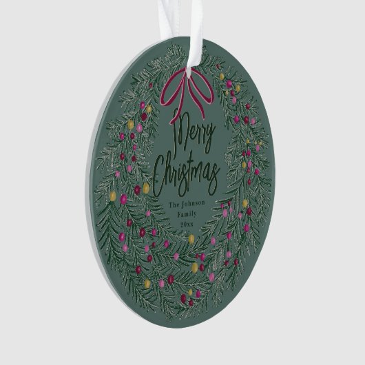 Sage Green Christmas Acrylic Ornament with Photo (voorkant)