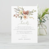 Sage Green Christmas Bloemen Winter Pine Wedding Bedankkaart (Staand voorkant)