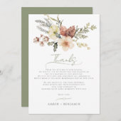 Sage Green Christmas Bloemen Winter Pine Wedding Bedankkaart (Voorkant / Achterkant)