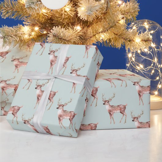 Sage Green Christmas Deer Cadeaupapier (Feestdagen)