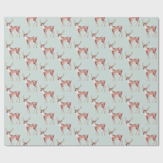 Sage Green Christmas Deer Cadeaupapier (Vlak)