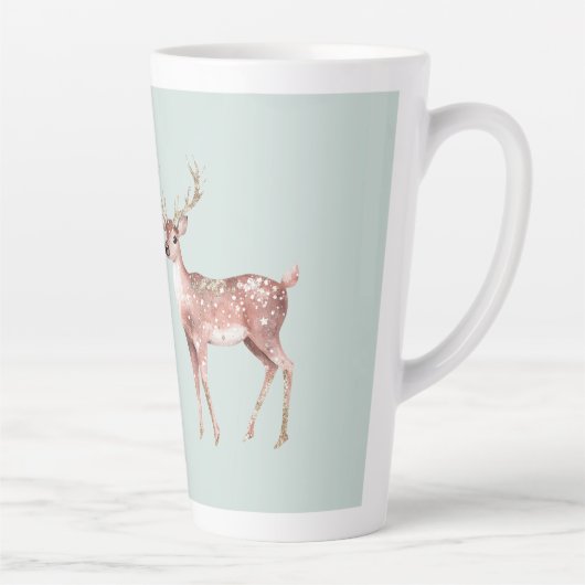 Sage Green Christmas Deer Gepersonaliseerd Latte Mok (Rechts)