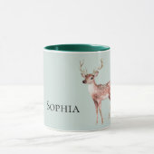 Sage Green Christmas Deer Gepersonaliseerd Mok (Midden)