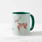 Sage Green Christmas Deer Gepersonaliseerd Mok (Voorkant rechts)