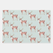 Sage Green Christmas Deer Inpakpapier Vel (Voorkant)