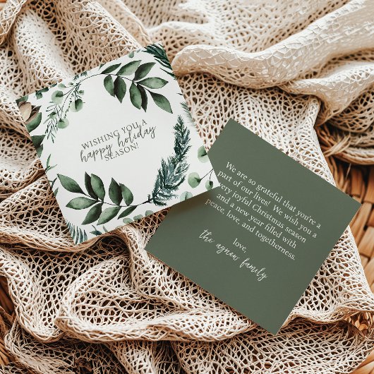 Sage Green Christmas Greenery & Pine Holiday Kaart