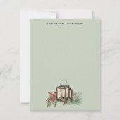 Sage Green Christmas Lantern Pine Berries Notitiekaartje (Voorkant)