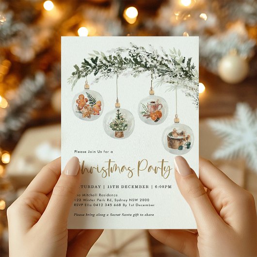 Sage Green Christmas Ornament Winter Holiday Party Kaart