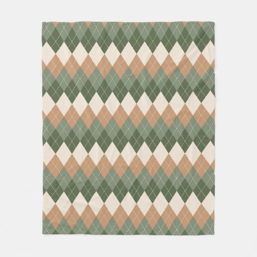 Sage Green Christmas Pattern Fleece Deken (Voorkant)