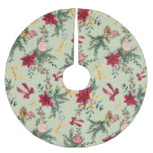 Sage Green Christmas Winter Greenery & Bow Pattern Kerstboom Rok (Voorkant)