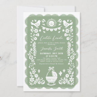 Sage Green Cielito Lindo Baby shower Uitnodiging