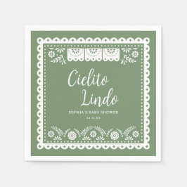 Sage Green Cielito Lindo Talavera Baby shower Servet