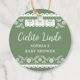 Sage Green Cielito Lindo Talavera Mexicaanse Baby  Bedankjes Labels