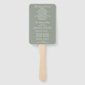 Sage Green Classic Art Deco Trouwprogramma Handwaaier (Achterkant)