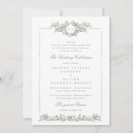 Sage Green Classic Bladerige Krans Ets lijst bruil Kaart