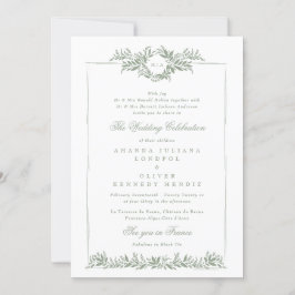Sage Green Classic Bladerige Krans Ets lijst bruil Kaart