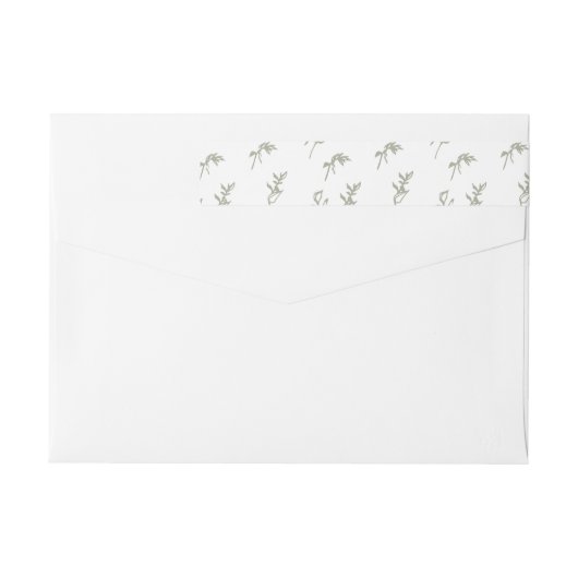 Sage Green Classic Botanical Crest Bruiloft Retour (Achterkant)