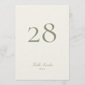 Sage Green Classic Elegant Trouwtafel Nummer Kaart (Voorkant)