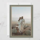 Sage Green Classic Elegante Bloemenlijn Art Foto Kaart (Achterkant)