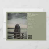 Sage Green Classic Elegante QR Code Foto Bruiloft Save The Date (Achterkant)