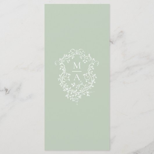 Sage Green Classic Floral Border Wedding Menu (Achterkant)