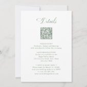 Sage Green Classic Floral Crest Wedding All in One Kaart (Achterkant)