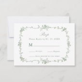 Sage Green Classic Floral Lijst Wedding RSVP (Voorkant)