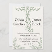Sage Green Classic Floral Wedding Invitation Kaart (Voorkant)