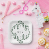 Sage Green Classic Floral Wedding Papieren Bordje (Feest)