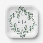 Sage Green Classic Floral Wedding Papieren Bordje (Voorkant)