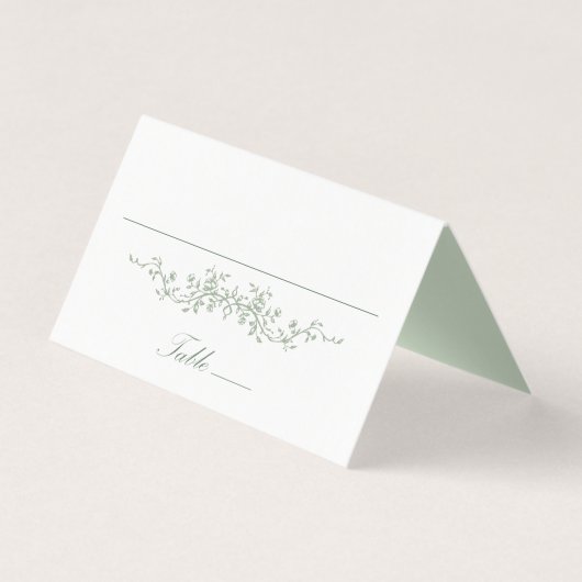 Sage Green Classic Floral Wedding Place Card Kaart (Voorkant)