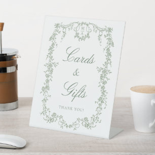 Sage Green Classic Frans Lijst Kaarten & Geschenke Reclamebord Met Voetstuk