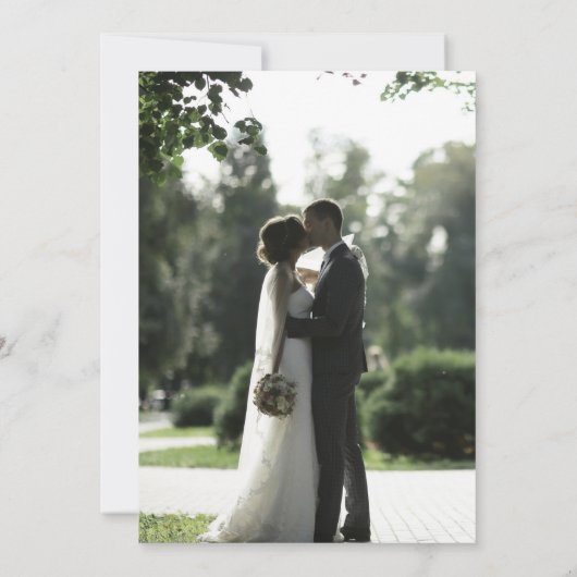 Sage Green Classic Franse Bloemen Trouwfoto Bedankkaart (Achterkant)