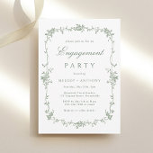Sage Green Classic Franse Bloemen Verlovingsfeest Kaart