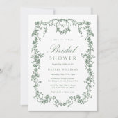 Sage Green Classic Franse Bloemen Vrijgezellenfees Kaart (Voorkant)