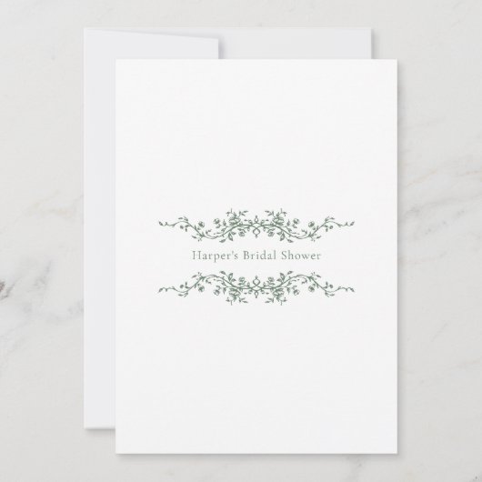 Sage Green Classic Franse Bloemen Vrijgezellenfees Kaart (Achterkant)